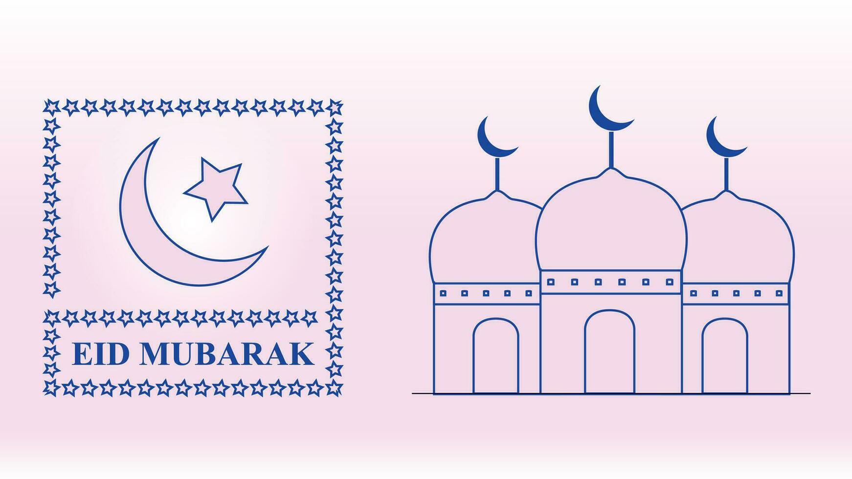 Eid Mubarak Greetings with Crescent Moon and Stars vector