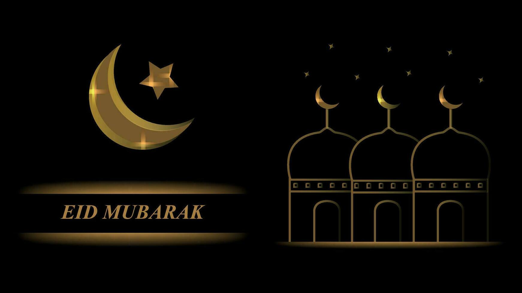 Eid Mubarak Greetings with Crescent Moon and Stars vector