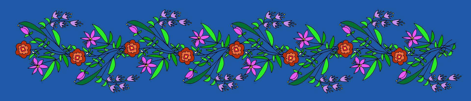 flower colored border vector