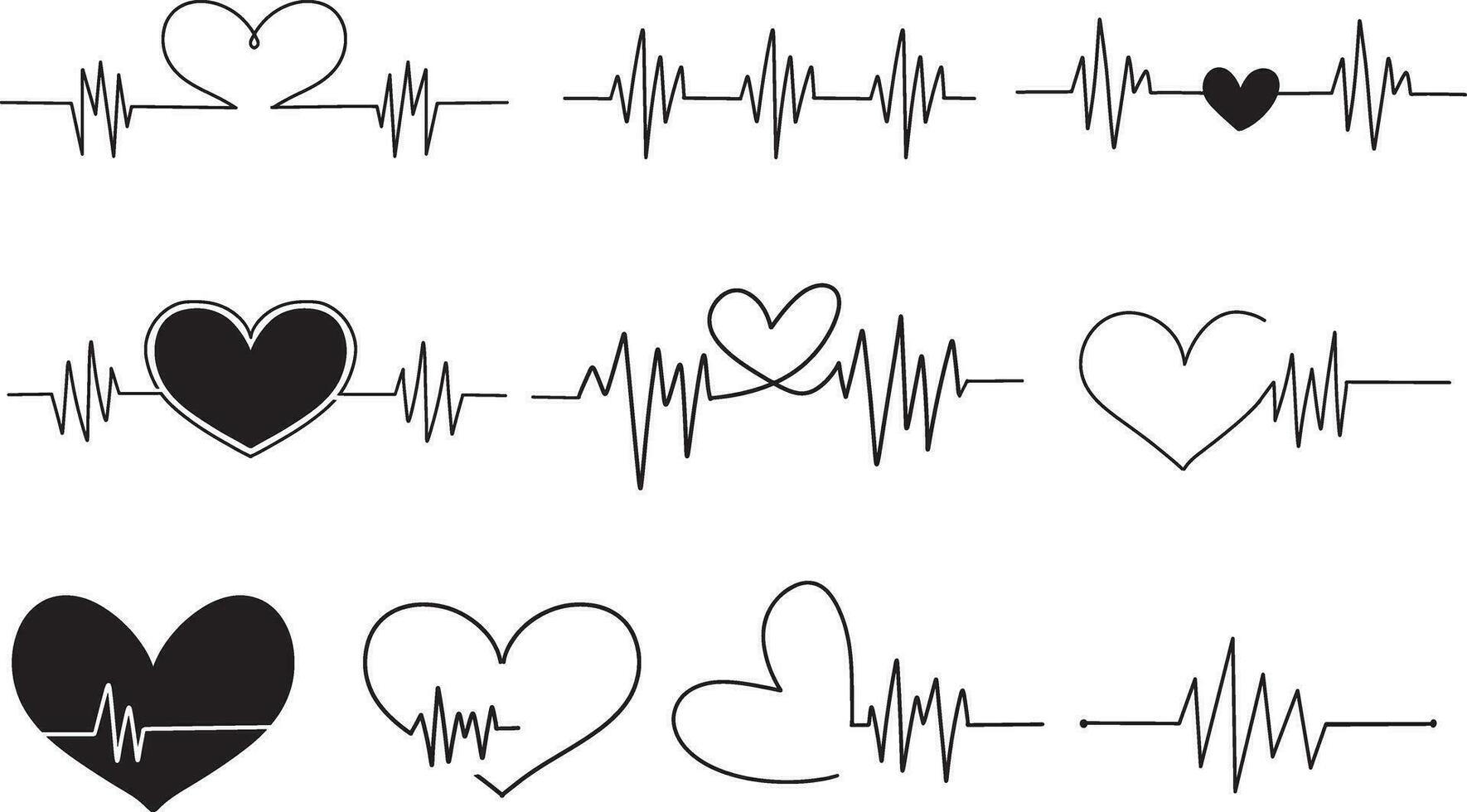 Heartbeat, vector rhythm with heart one line, love and inspiration for Valentine day