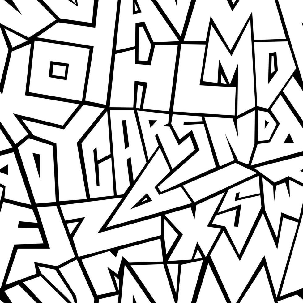 Seamless pattern with abstract lettering on white. Perfect for wrapping paper, bed sheets or interior and many more vector
