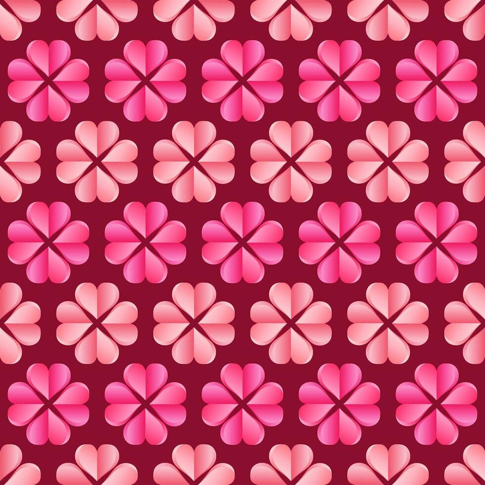 Cute floral vector seamless pattern with dark pink background