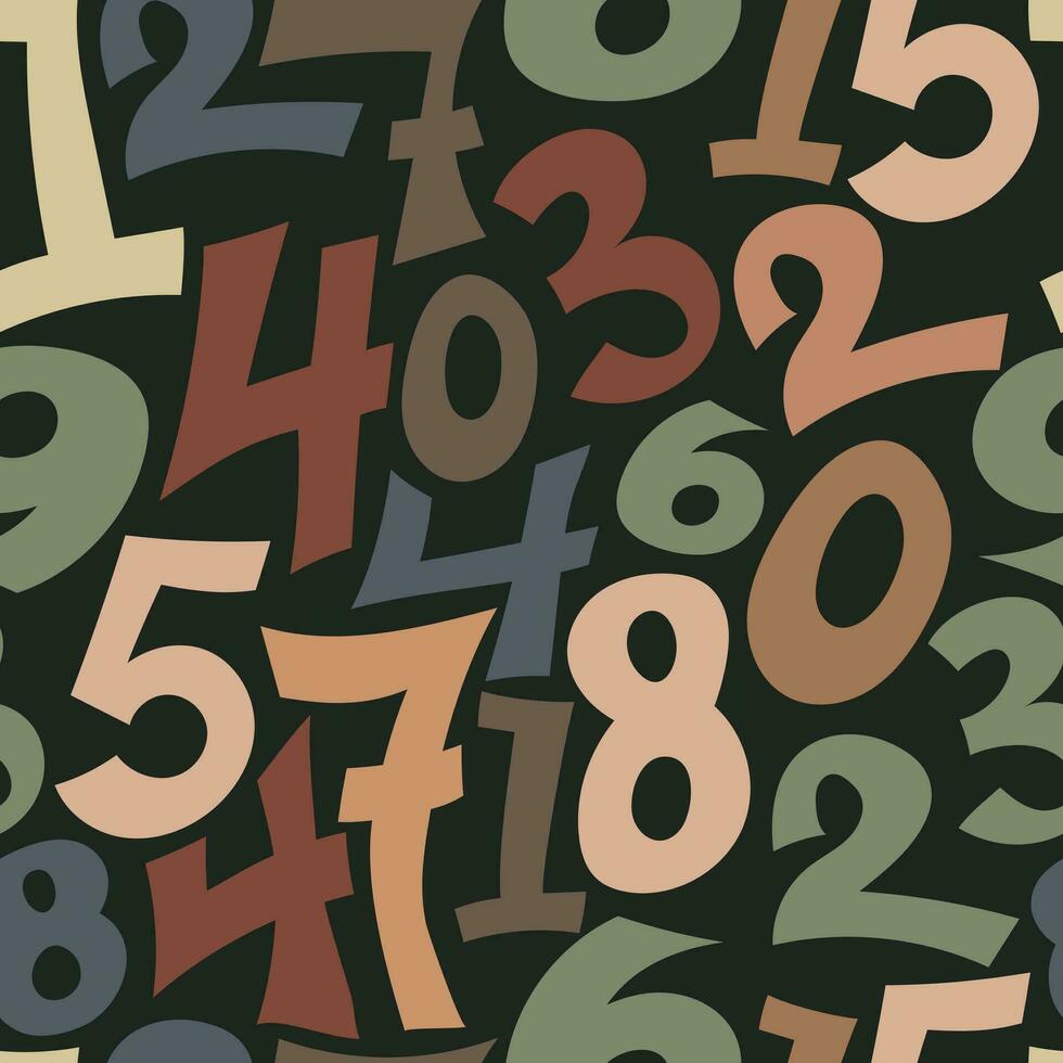 Seamless numbers pattern on dark background with modern design vector