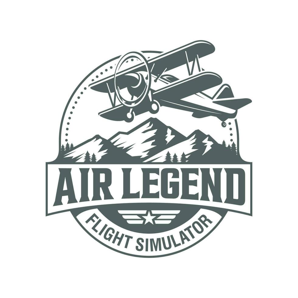 Vintage Plane Aviation Badge Logo Design Vector Template