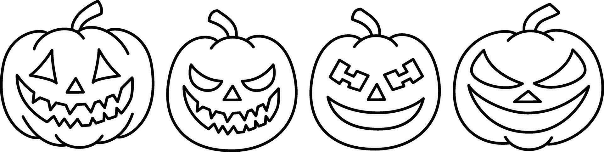 Halloween pumpkin doodle. Halloween pumpkin icon with a face Free Vector