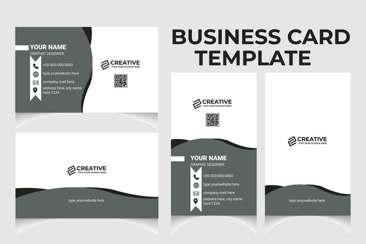 limpiar y creativo negocio tarjeta modelo diseño con retrato y paisaje orientación. moderno negocio tarjeta horizontal y vertical disposición. vector