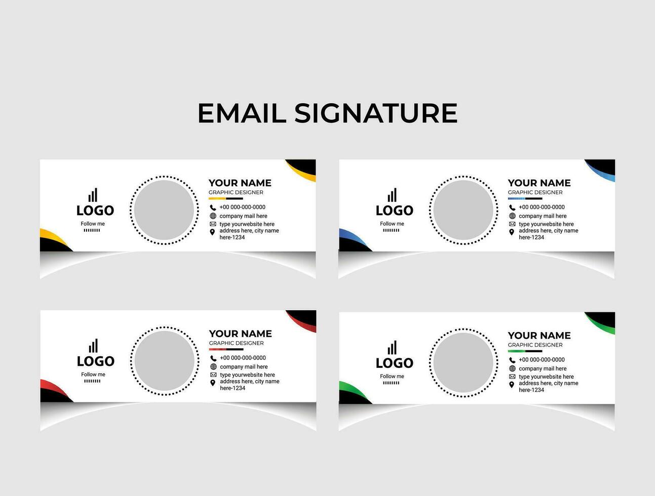 Minimalist email signature template design. vector