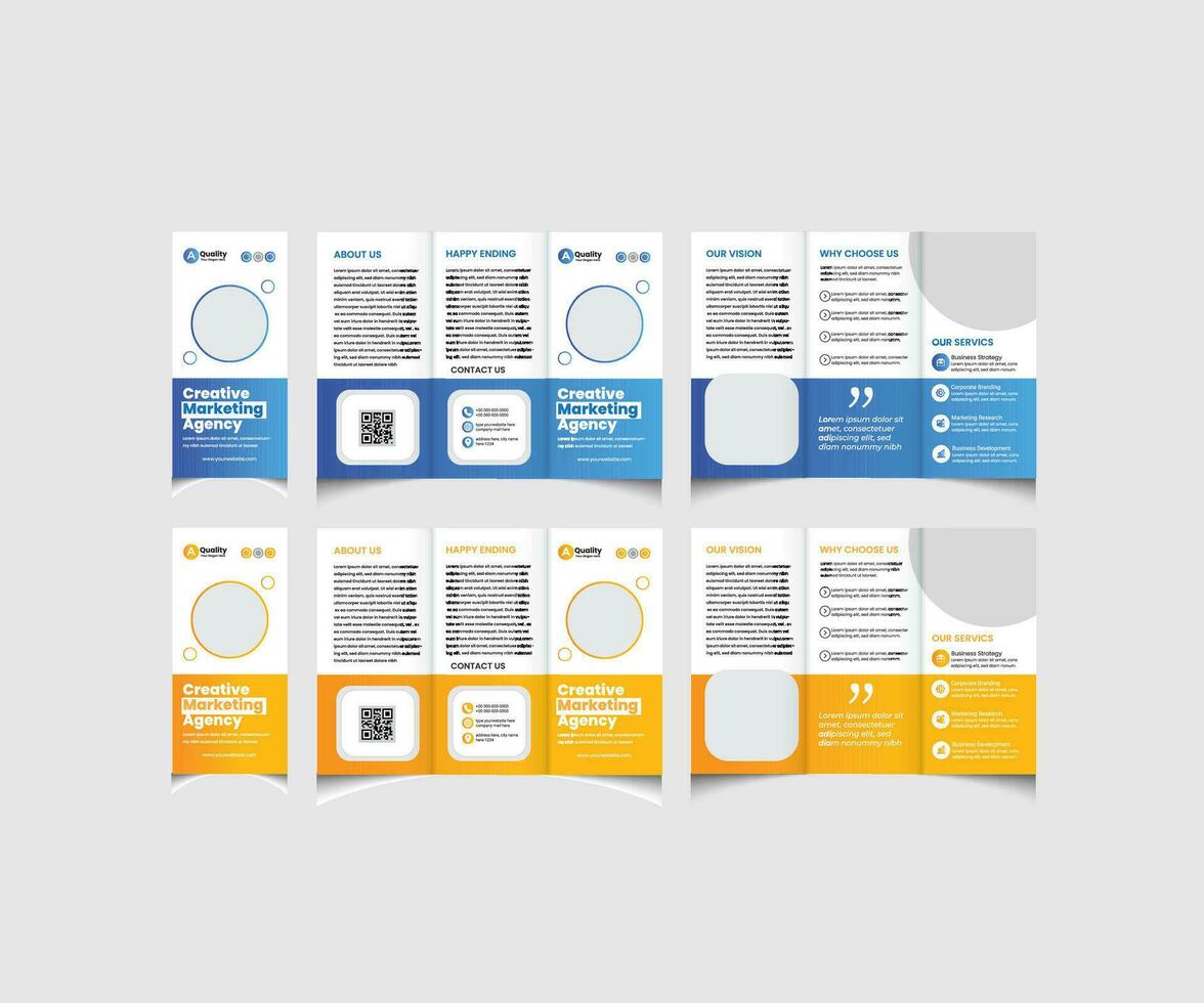 Creative corporate business marketing trifold brochure template design. Minimalist trifold brochure layout. vector