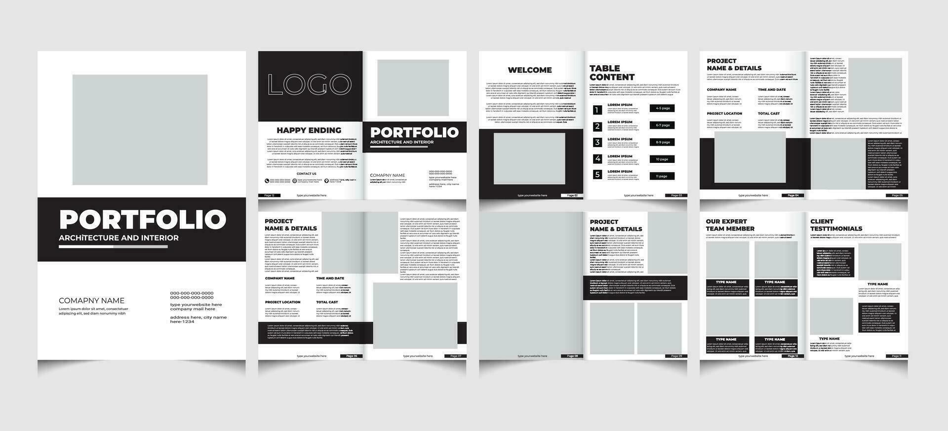 Architecture portfolio template or interior portfolio template design with a4 size. Portfolio template design. vector
