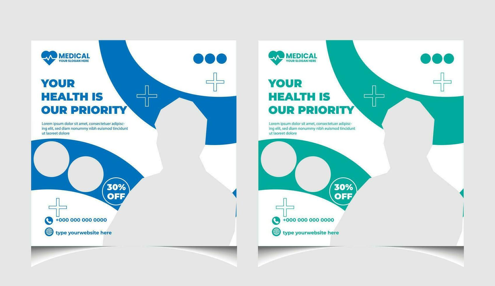 Healthcare or medical social media post template design. vector
