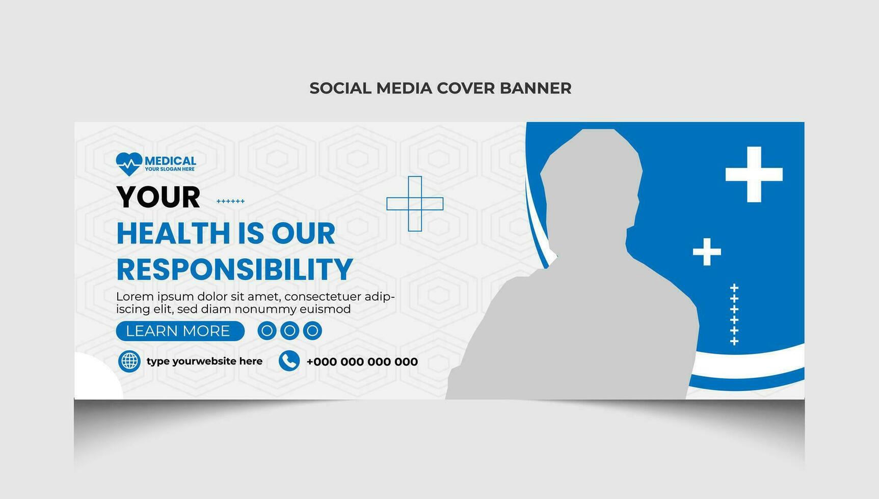 Healthcare or medical social media facebook cover template design or medical web banner template design. vector