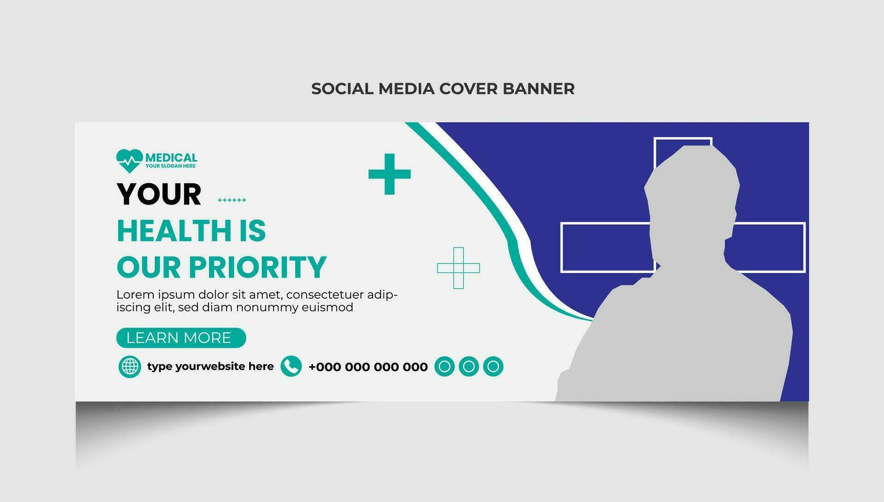 Healthcare or medical social media facebook cover template design or medical web banner template design. vector