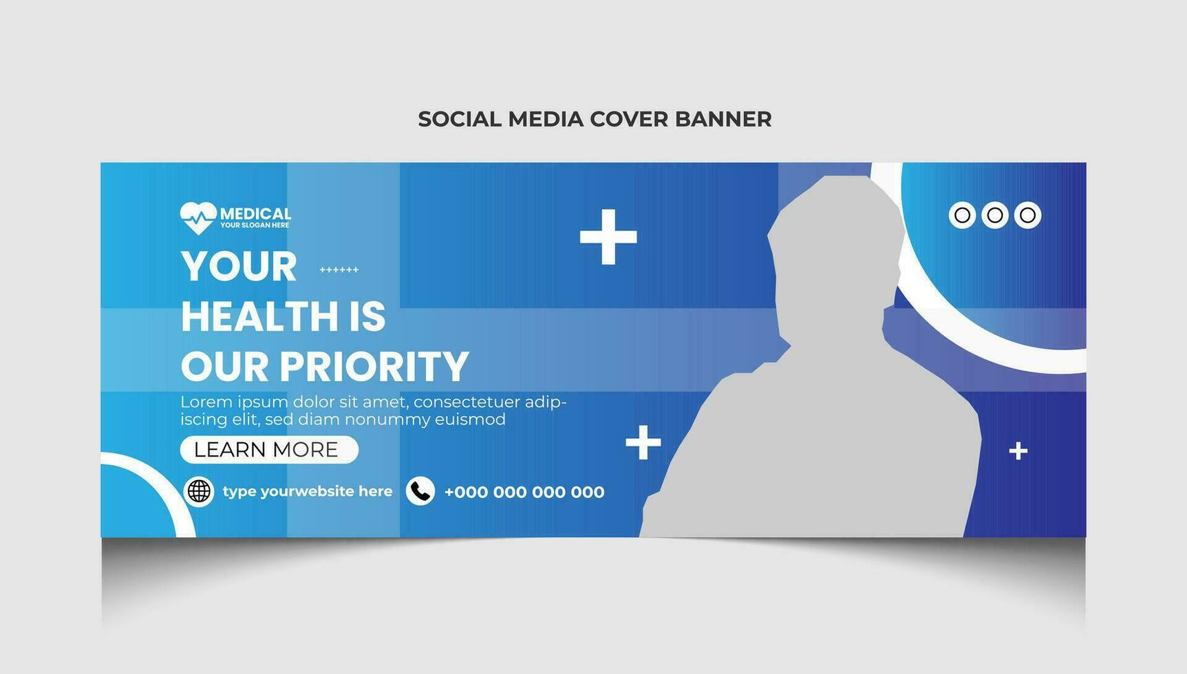 Healthcare or medical social media facebook cover template design or medical web banner template design. vector