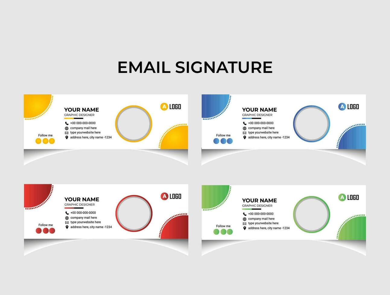 Minimalist email signature template design. vector