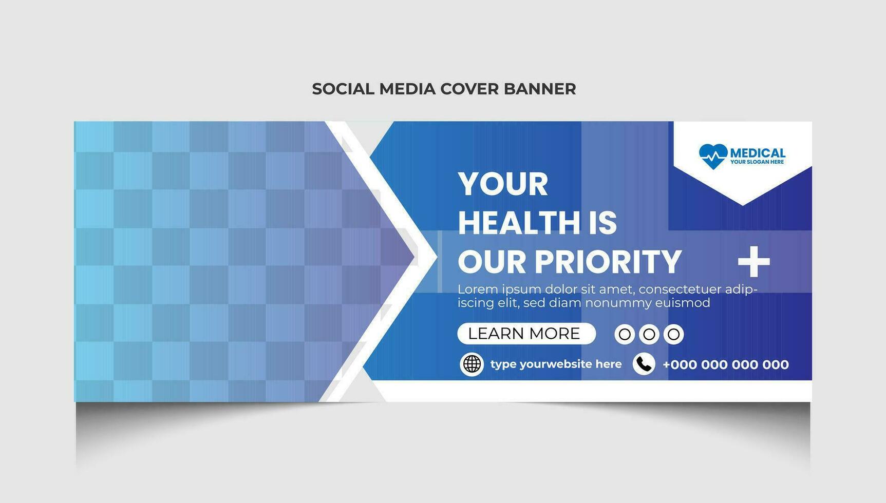 Healthcare or medical social media facebook cover template design or medical web banner template design. vector