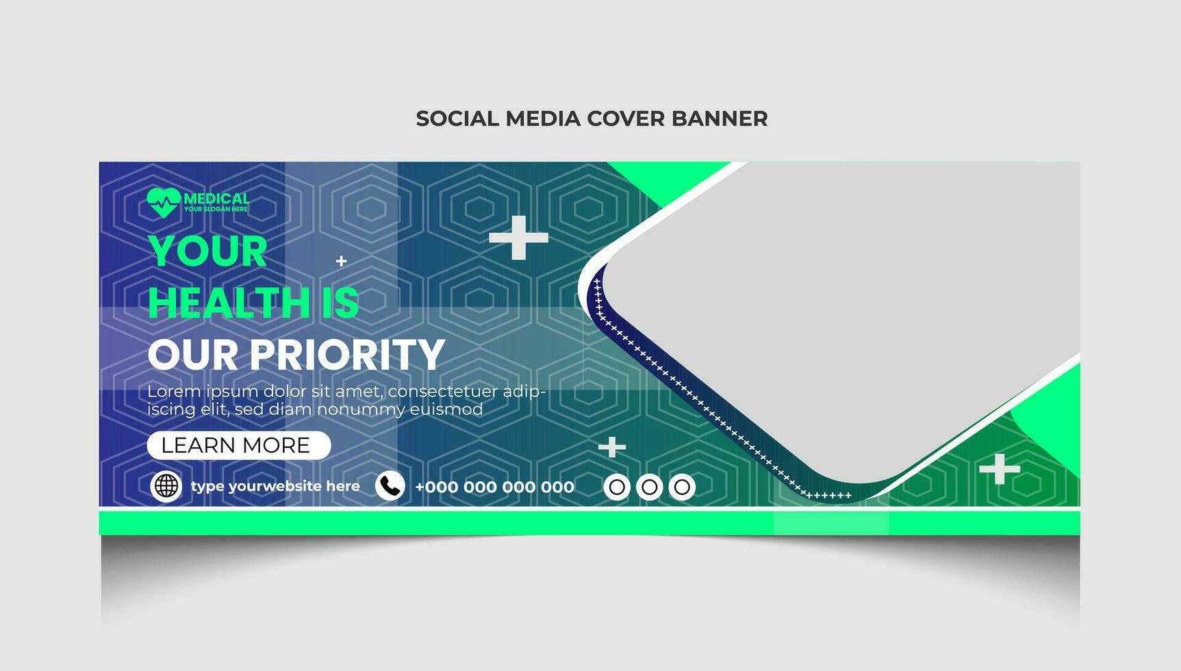 Healthcare or medical social media facebook cover template design or medical web banner template design. vector