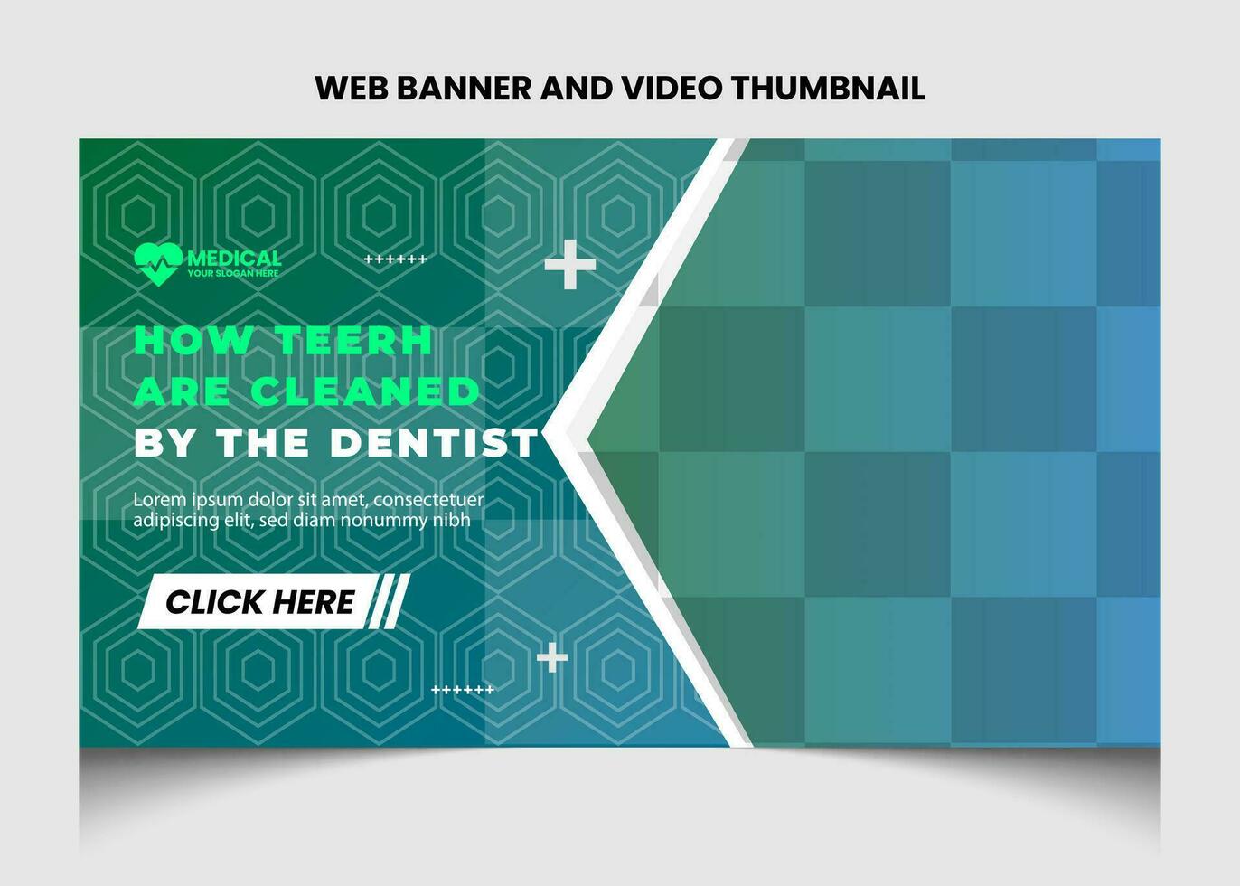 Healthcare or medical video thumbnail or web banner template design. vector