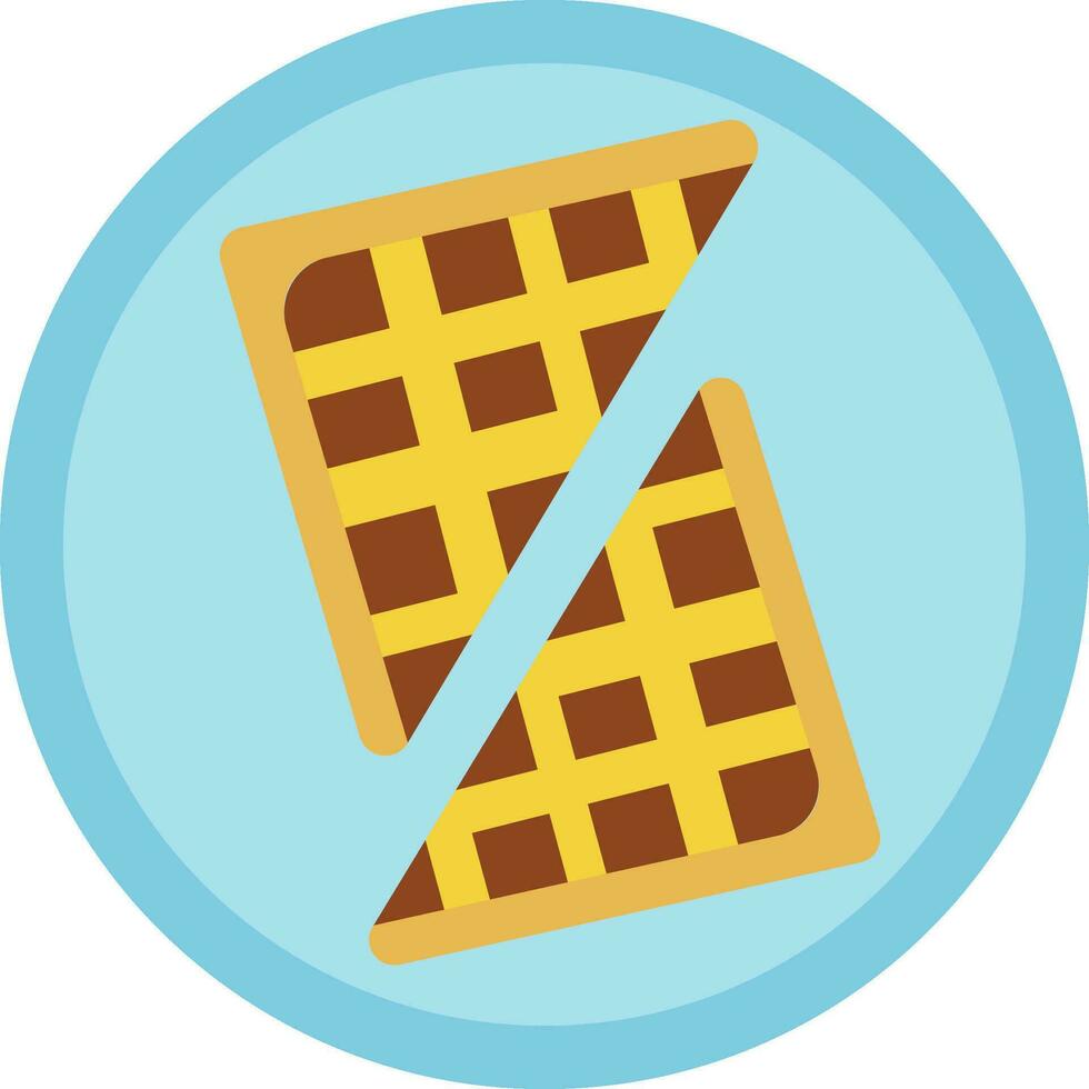 Sliced waffle on blue plate vector