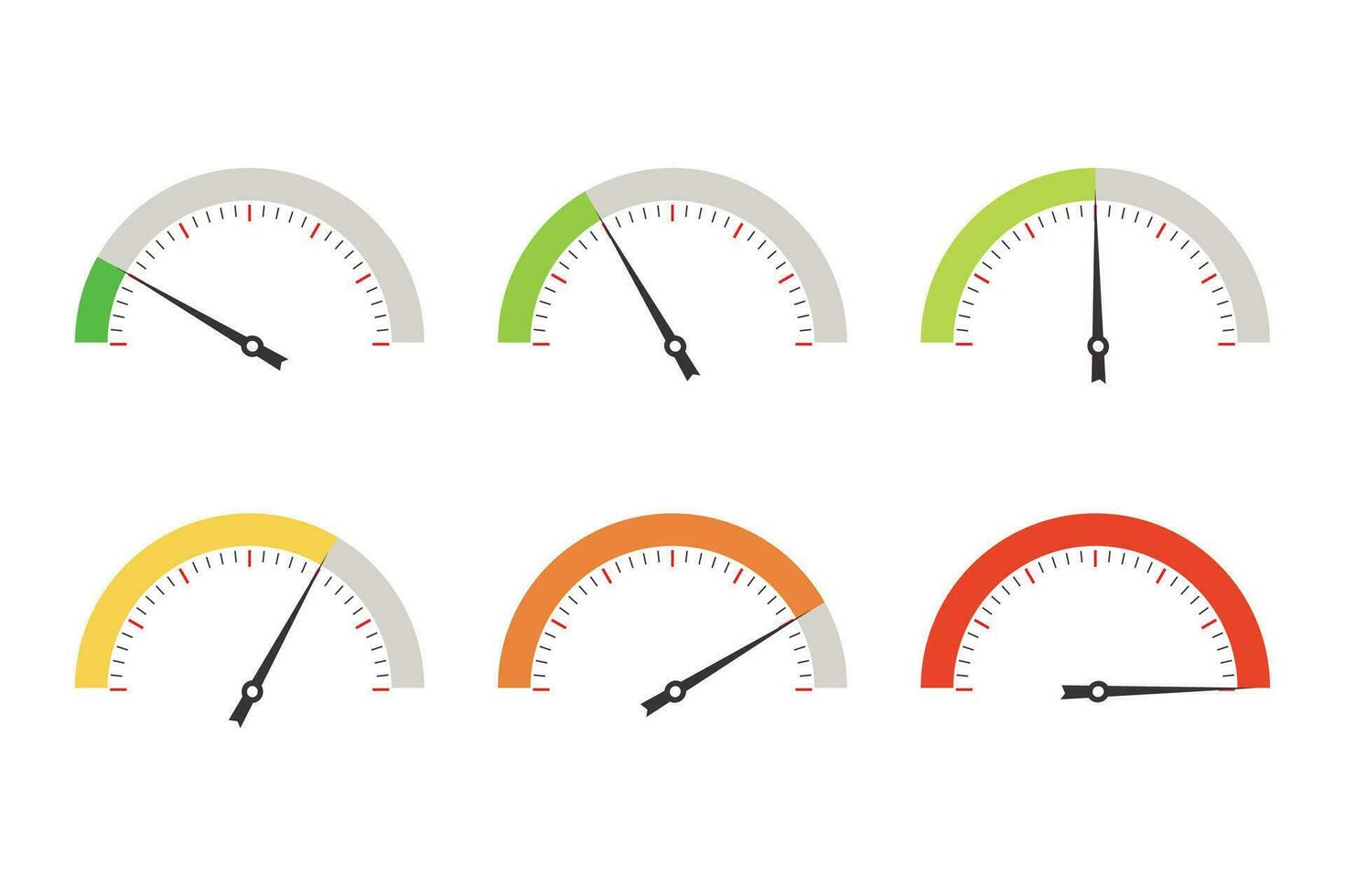 Vector dashboard colorful speedometer icons set