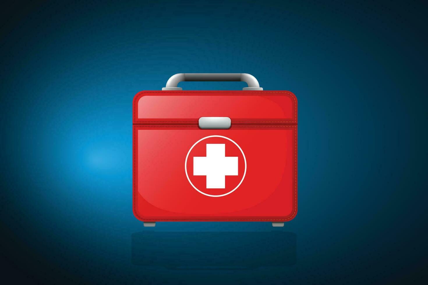 vector textured flat design red medical first-aid suitcase white cross circle emblem illustration design