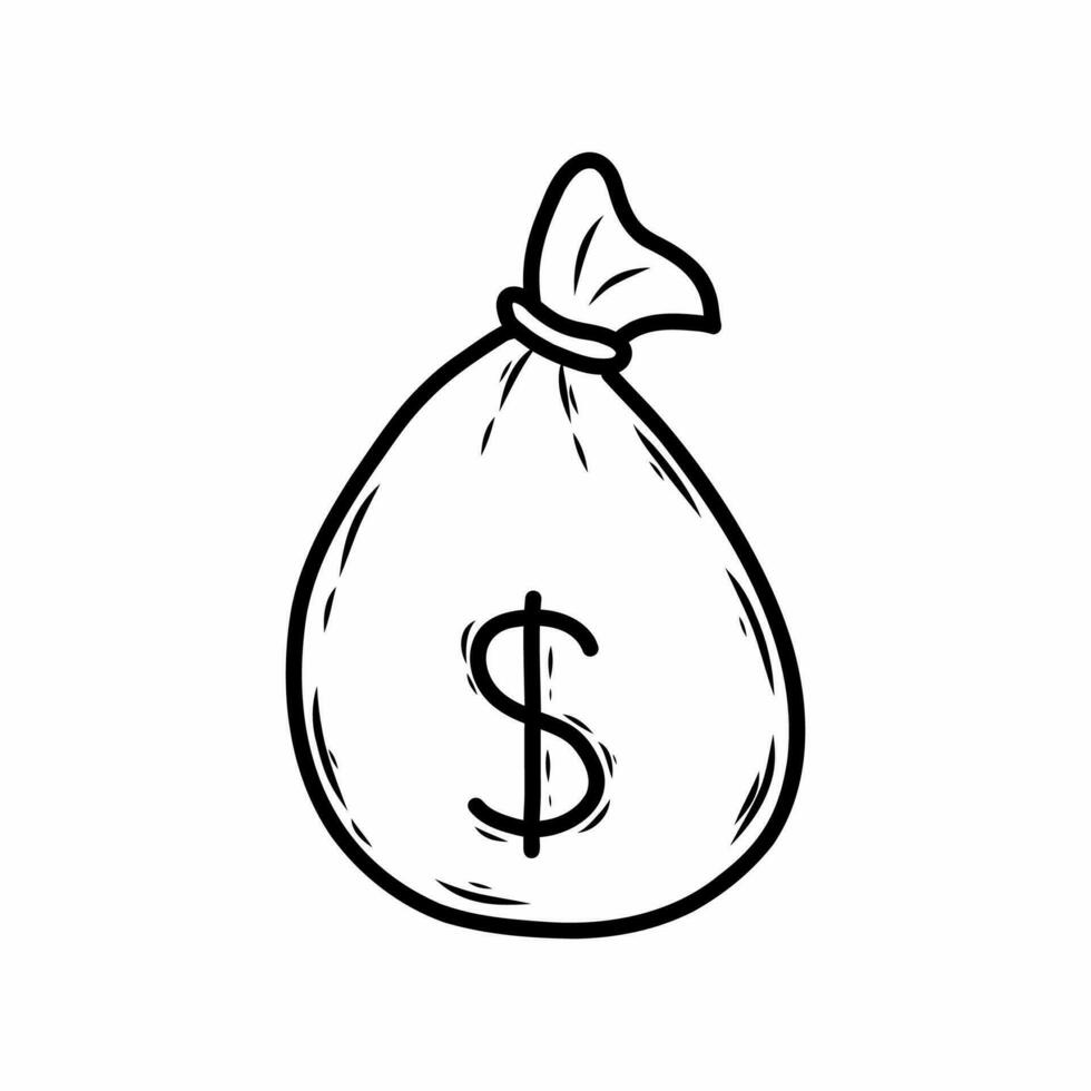 bolso de dinero. vector garabatear ilustración. icono.