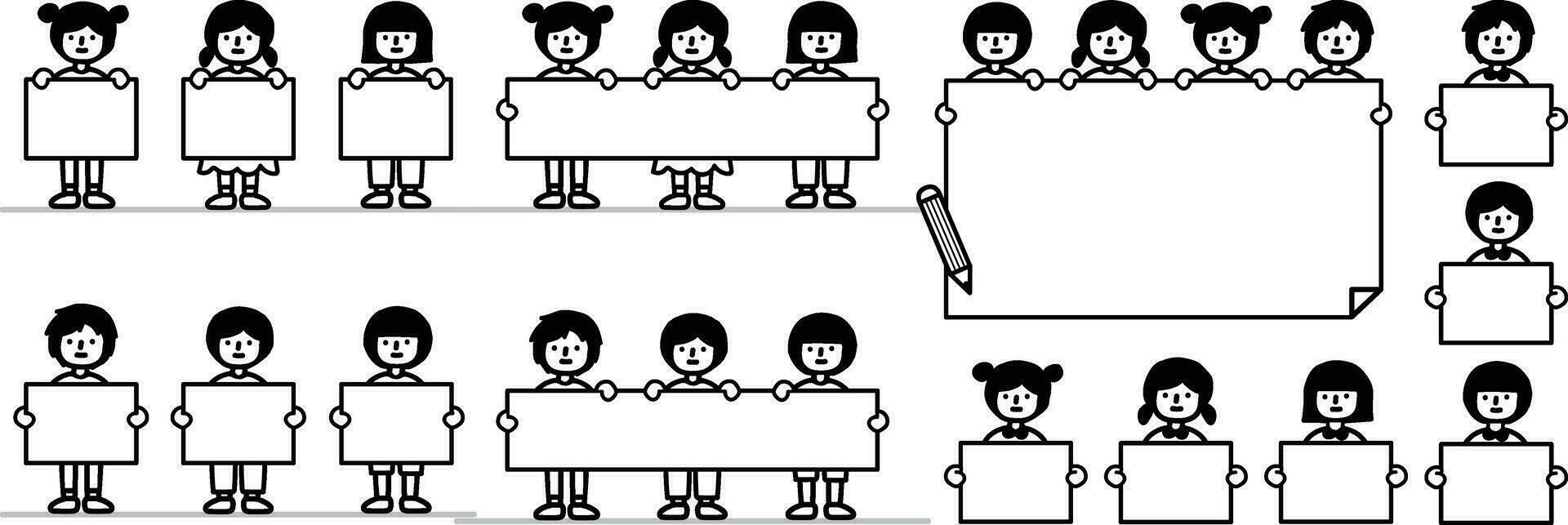 Hand drawn doodle kids frame collection vector