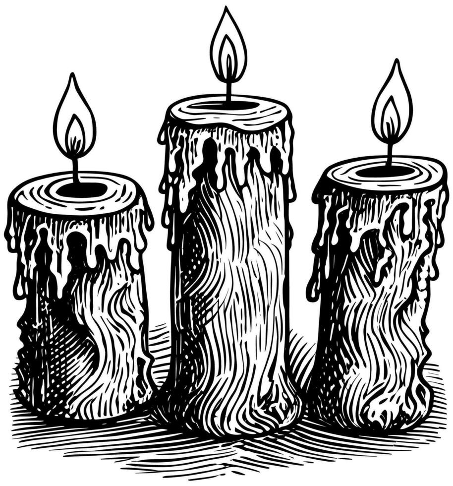 Candles on White Linocut vector