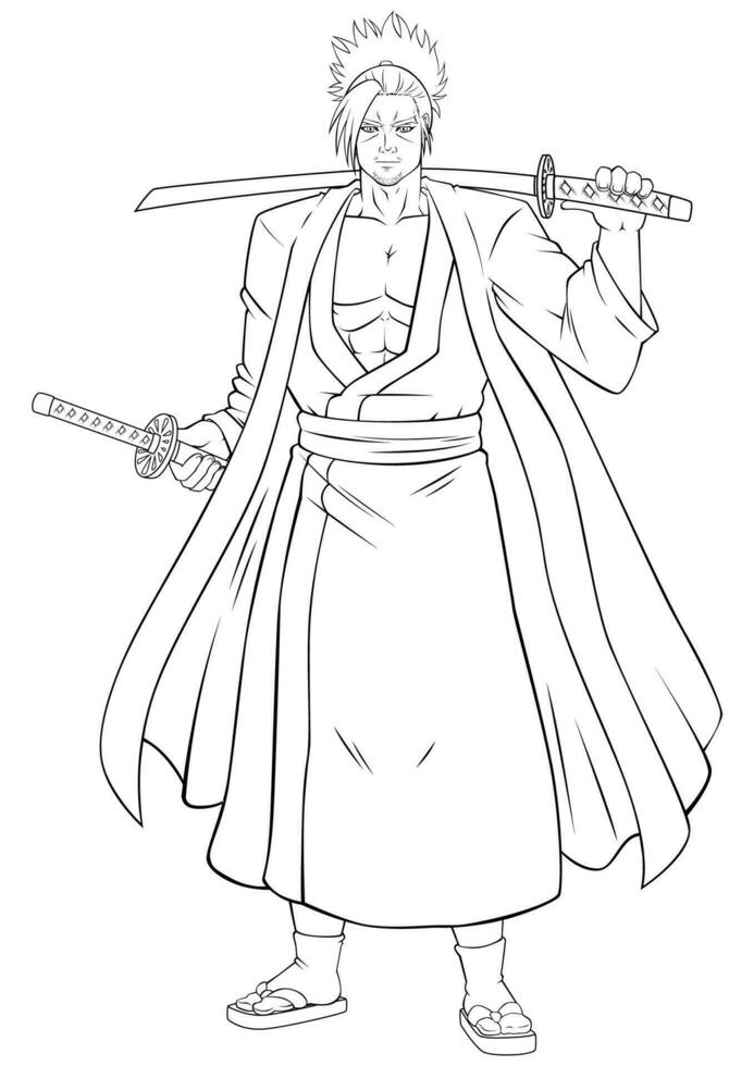 Anime fighter coloring page 23404224 Vector Art at Vecteezy