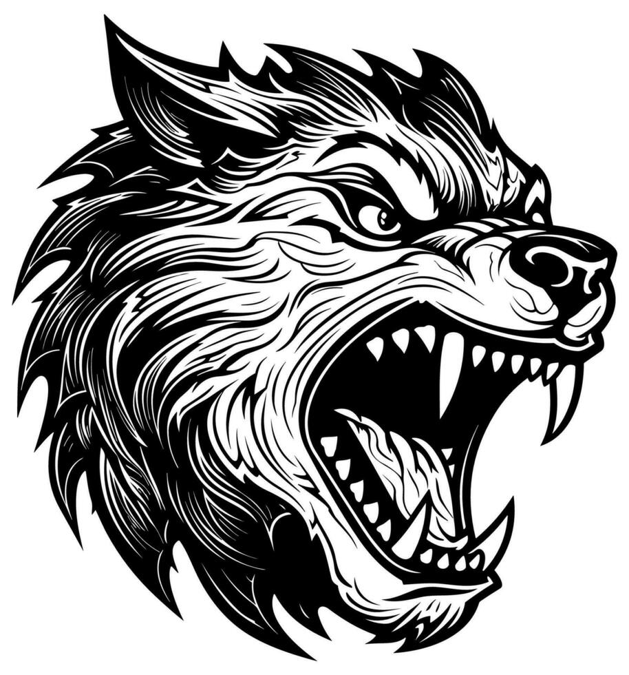 Wolf Head on White vector