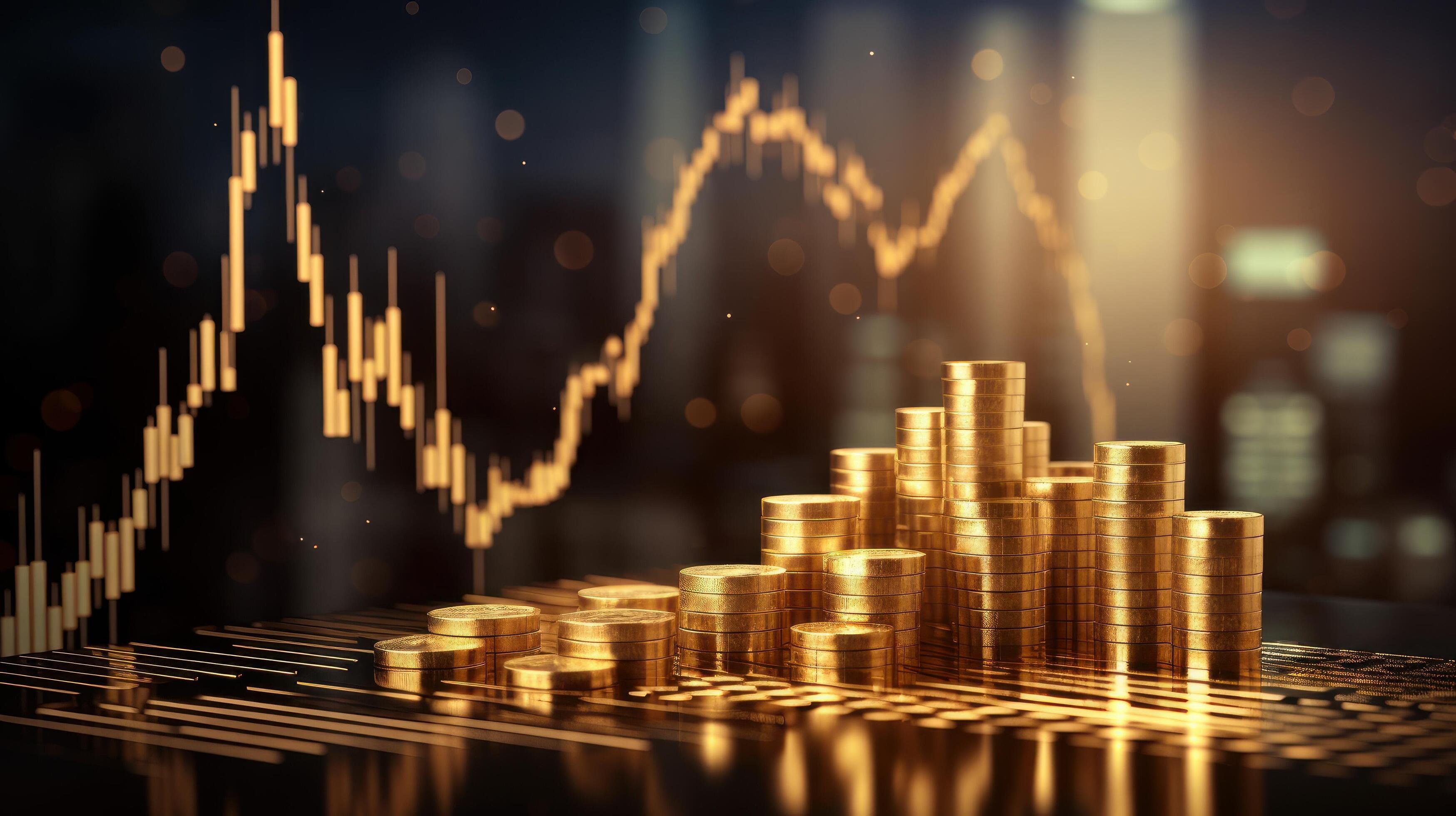 Gold Bar with Stocks Graph Representing Financial investment, Gold ...