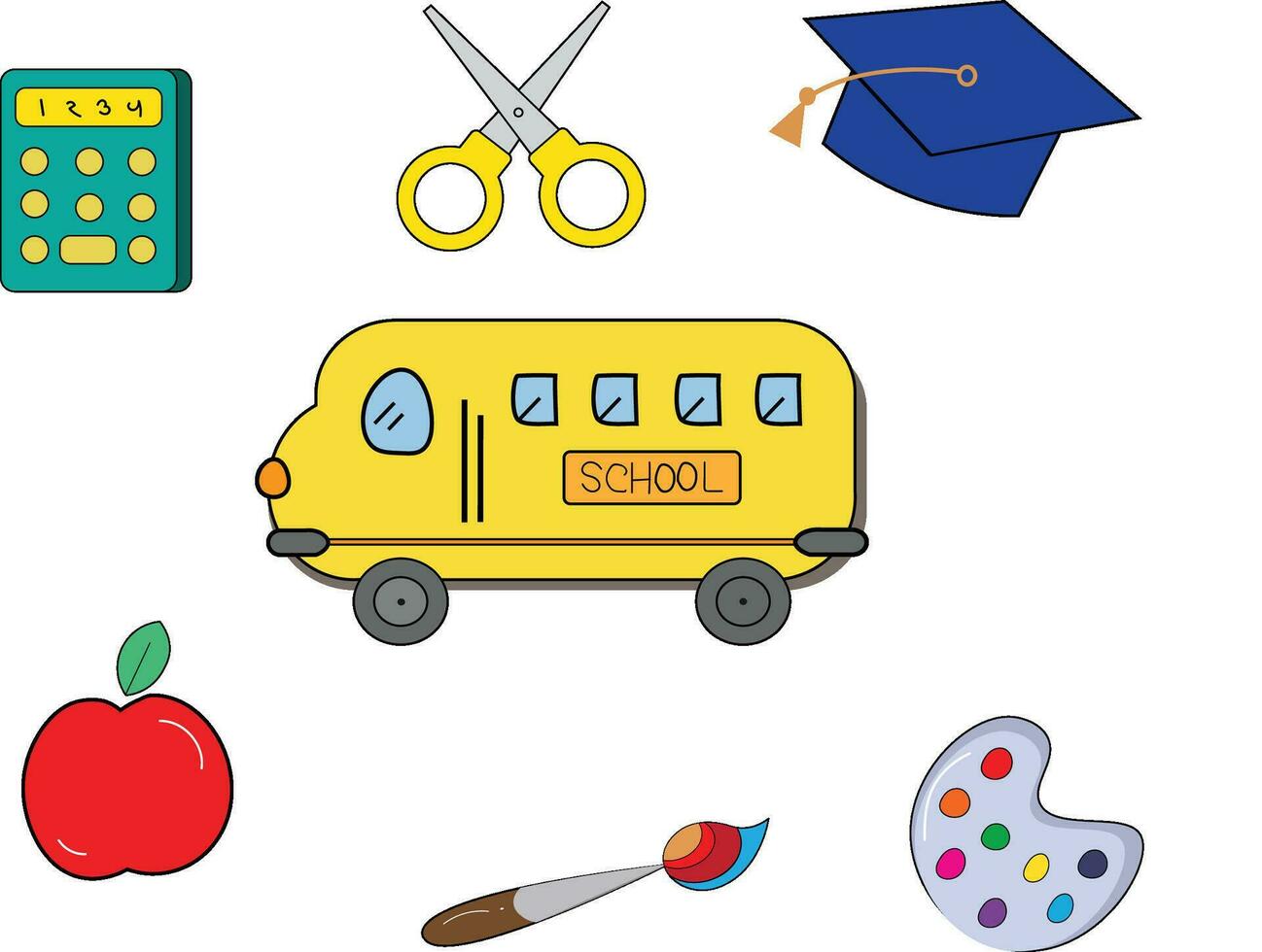 Back To School Stationary Vector Design