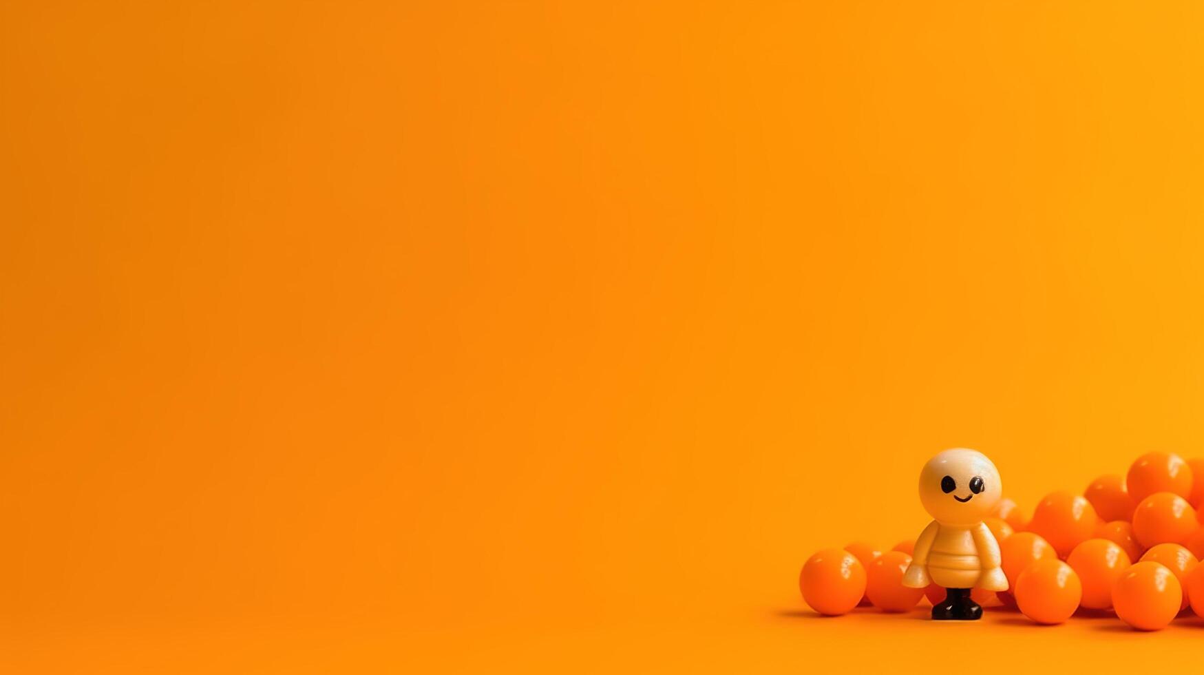 Halloween Pumpkin Decoration with orange background and copy space photo