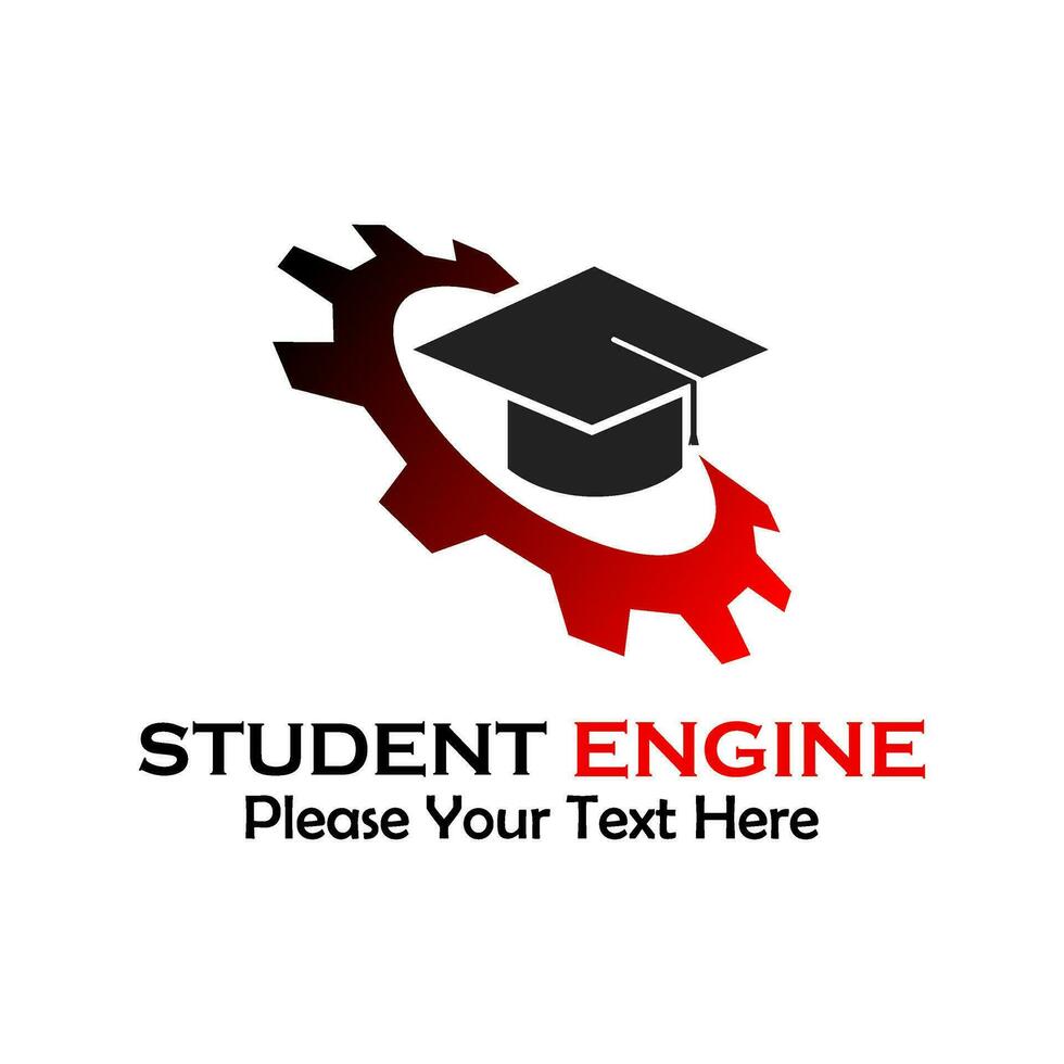 Student engine logo template illustration. there are graduation hat and gear symbol. vector