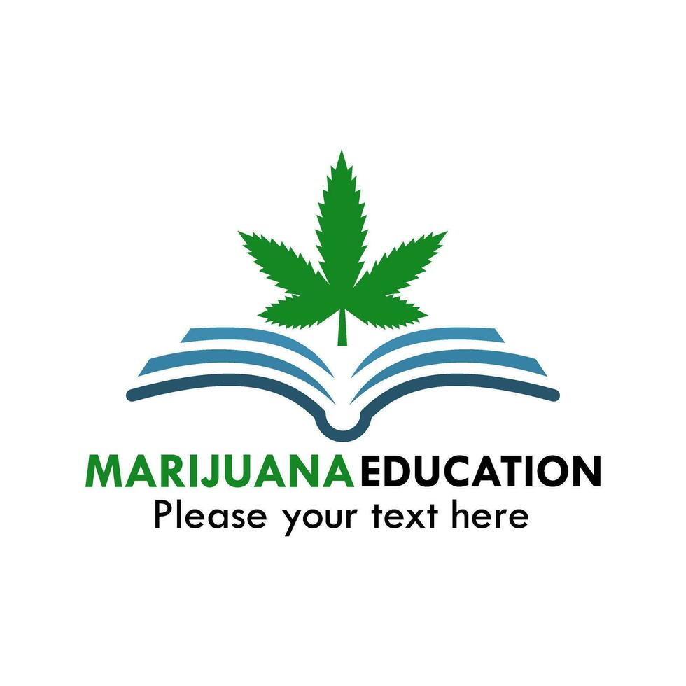 Book and marijuana symbol logo template illustration. suitable for education, medical vector