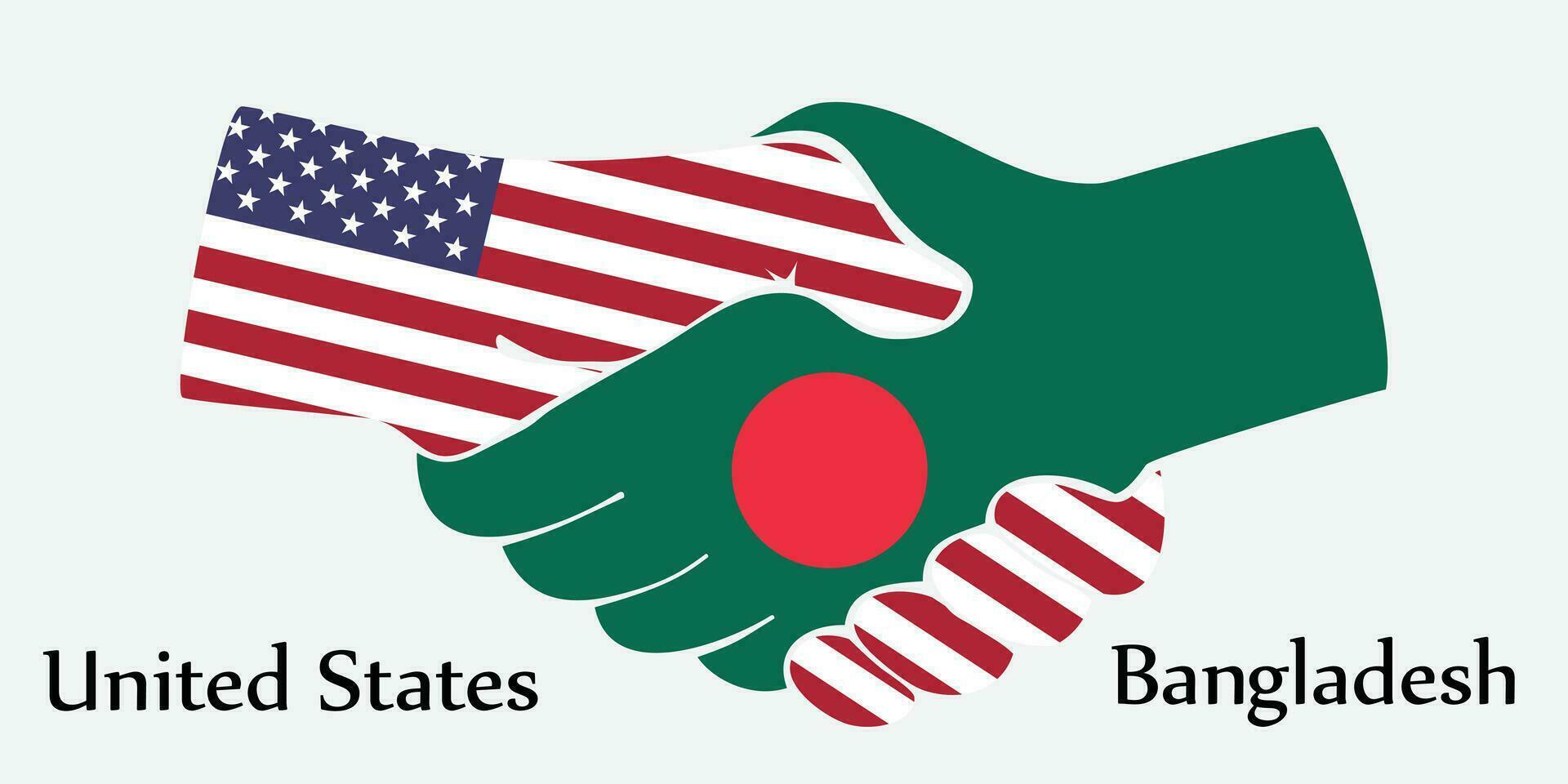 diseño sacudir manos. concepto unido estados y Bangladesh el nacimiento país un bueno contacto, negocio, viajar, transporte y tecnología. vector