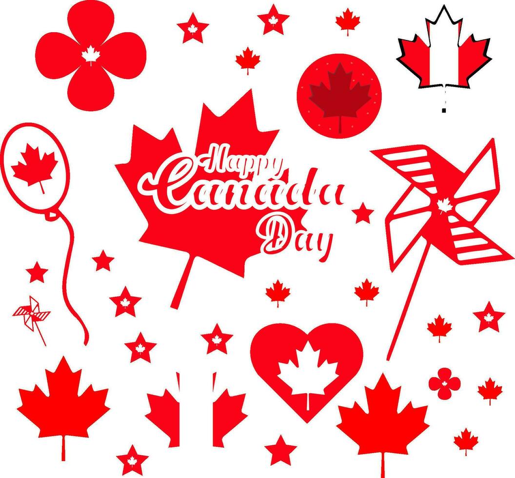 Set Icon Happy Canada Day vector