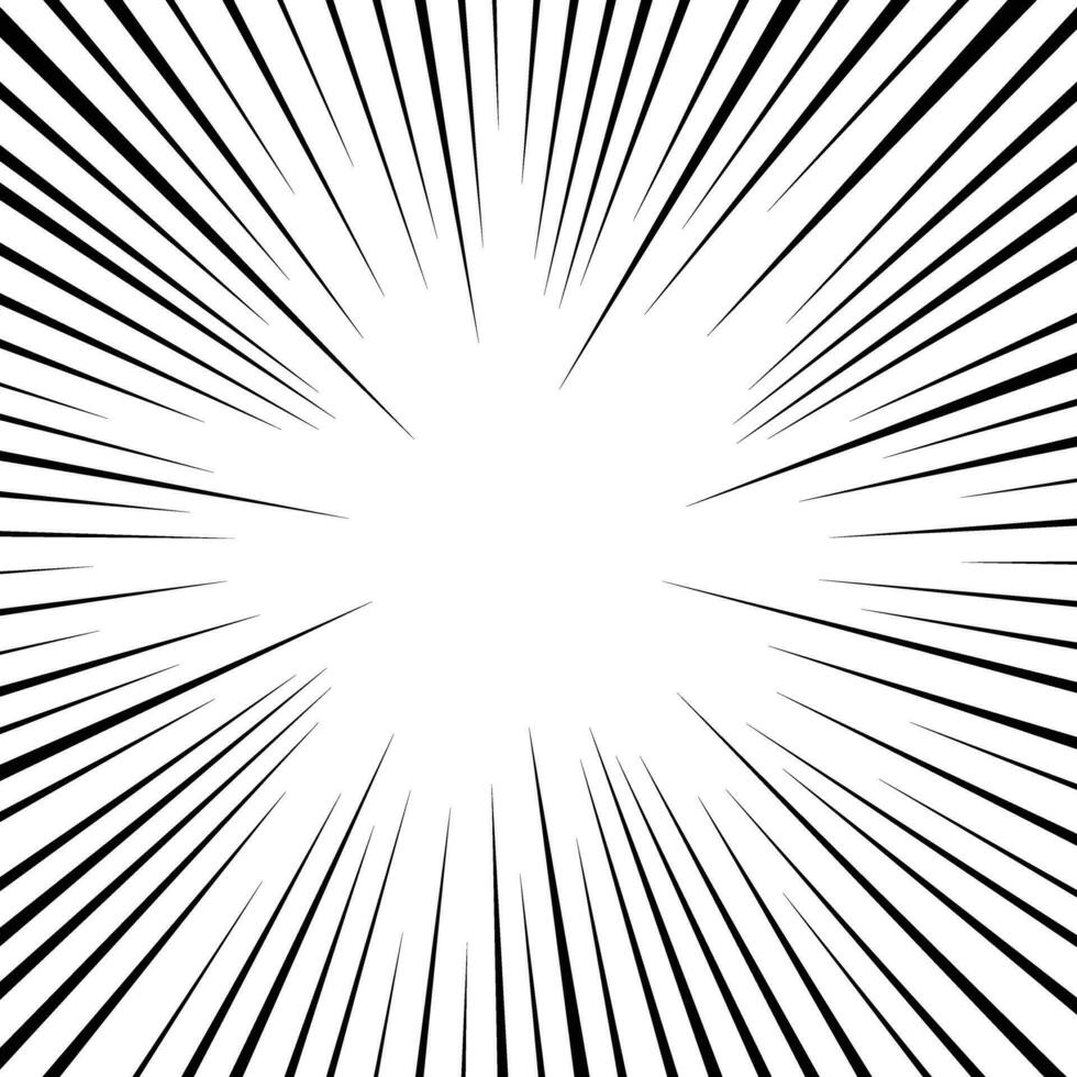 Comic zoom motion lines background with flash explosion rays effect texture vector