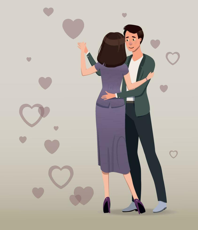 Dance of lovers on the background of valentines. Vector. vector