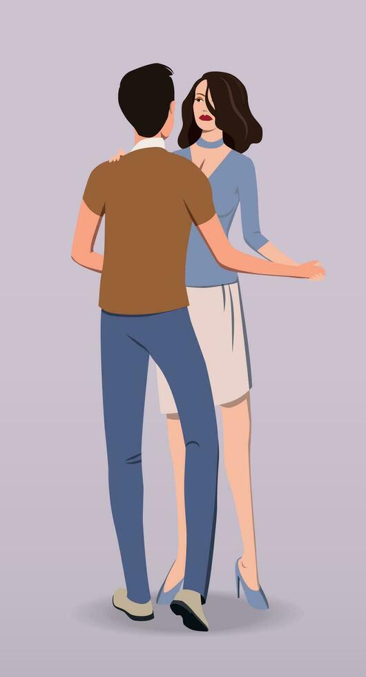 The guy and the girl are dancing a slow dance. Vector. vector