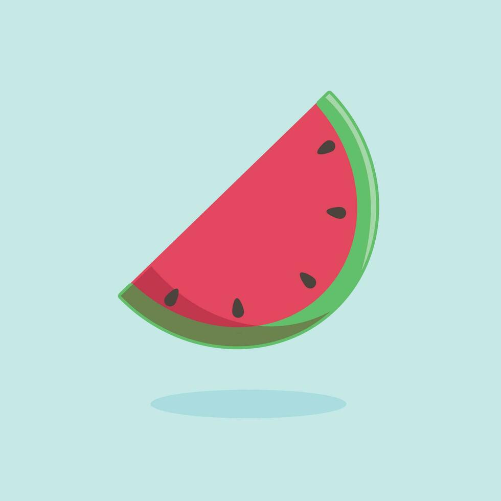 Vector slice watermelon illustration healthy sweet fruit single image blue background