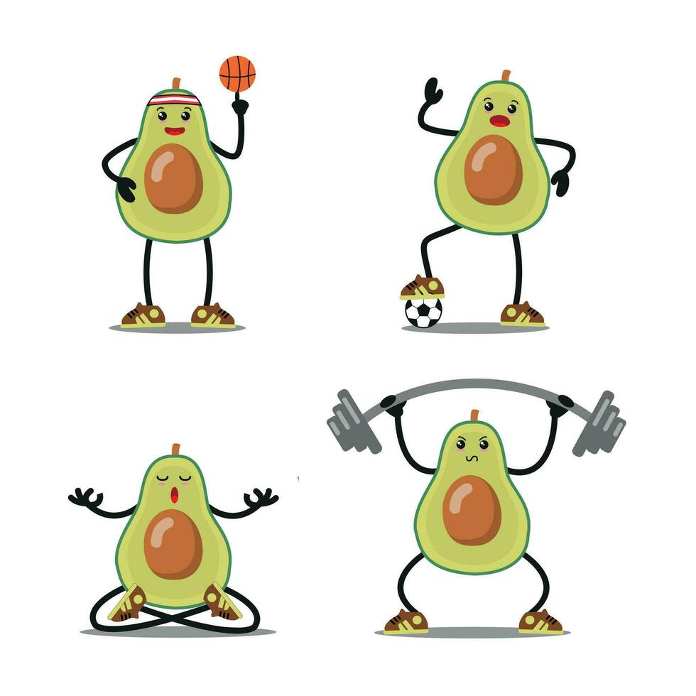 Avocado sport exercise different activity vector