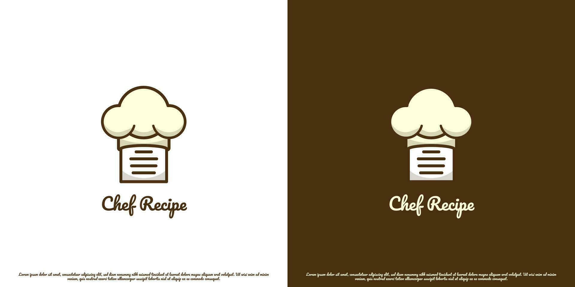 Chef recipe logo design illustration. Silhouette of chef hat recipe cook cartoon kitchen restaurant cafe delicious cooking fast food taste. Street food dinner business cooking formula recipe icon. vector