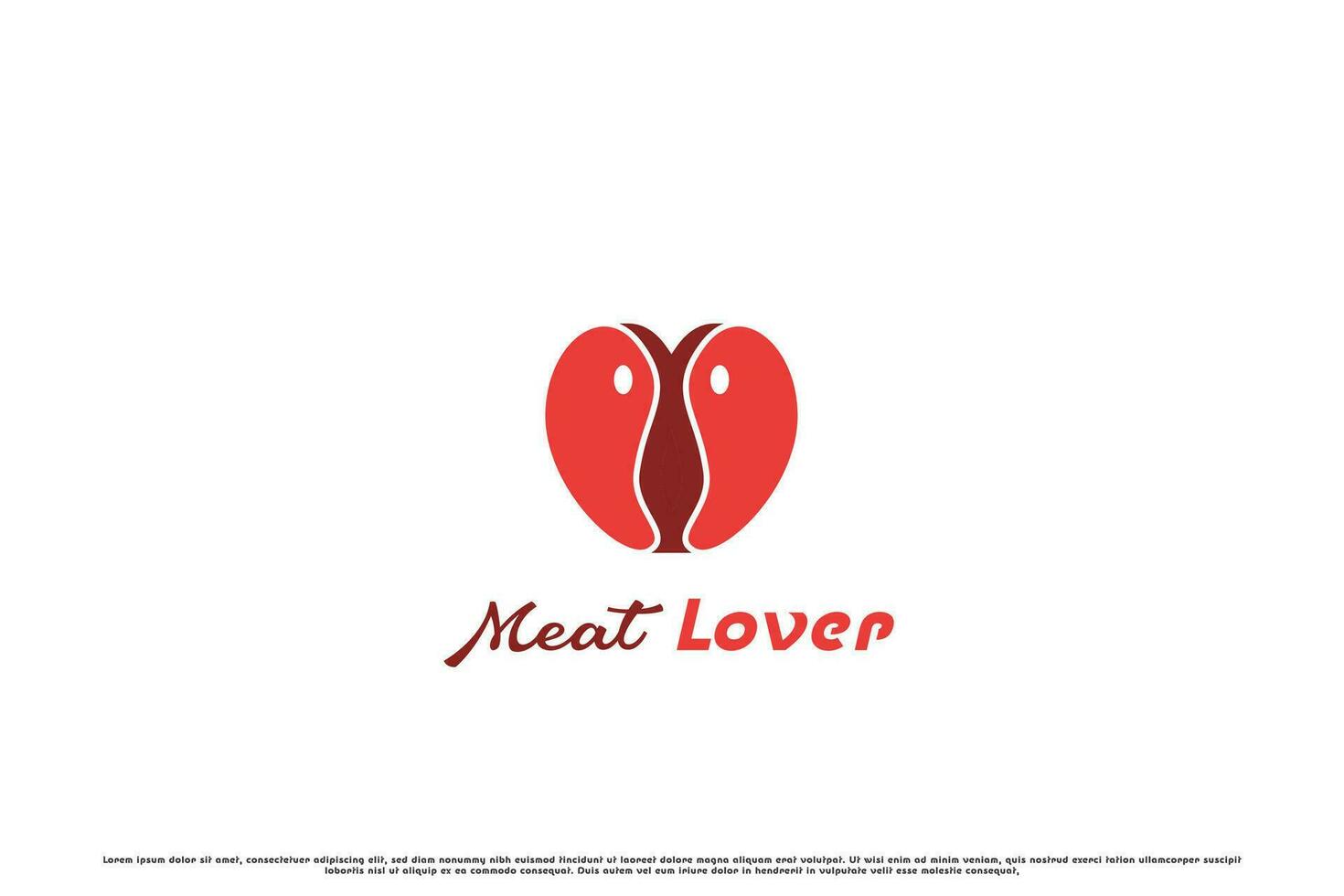 carne amor logo diseño ilustración. creativo silueta de carne en amor forma sencillo plano carne de vaca corazón wagyu delicioso restaurante café restaurante calle comida Condimento cocina receta delicioso gusto. vector