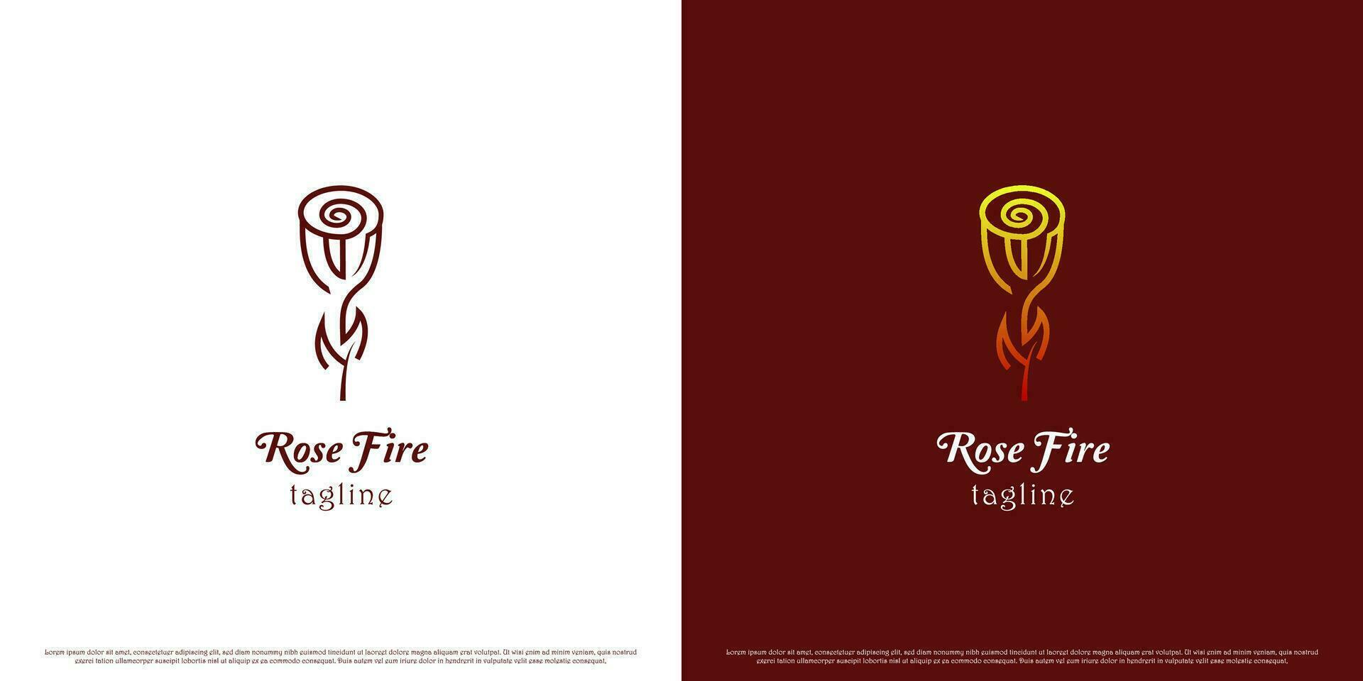 fuego Rosa logo diseño ilustración. minimalista línea silueta, simple, creativo, moderno, degradado, elegante, lujo, combinación de hermosa rosas y ardiente llamas vector