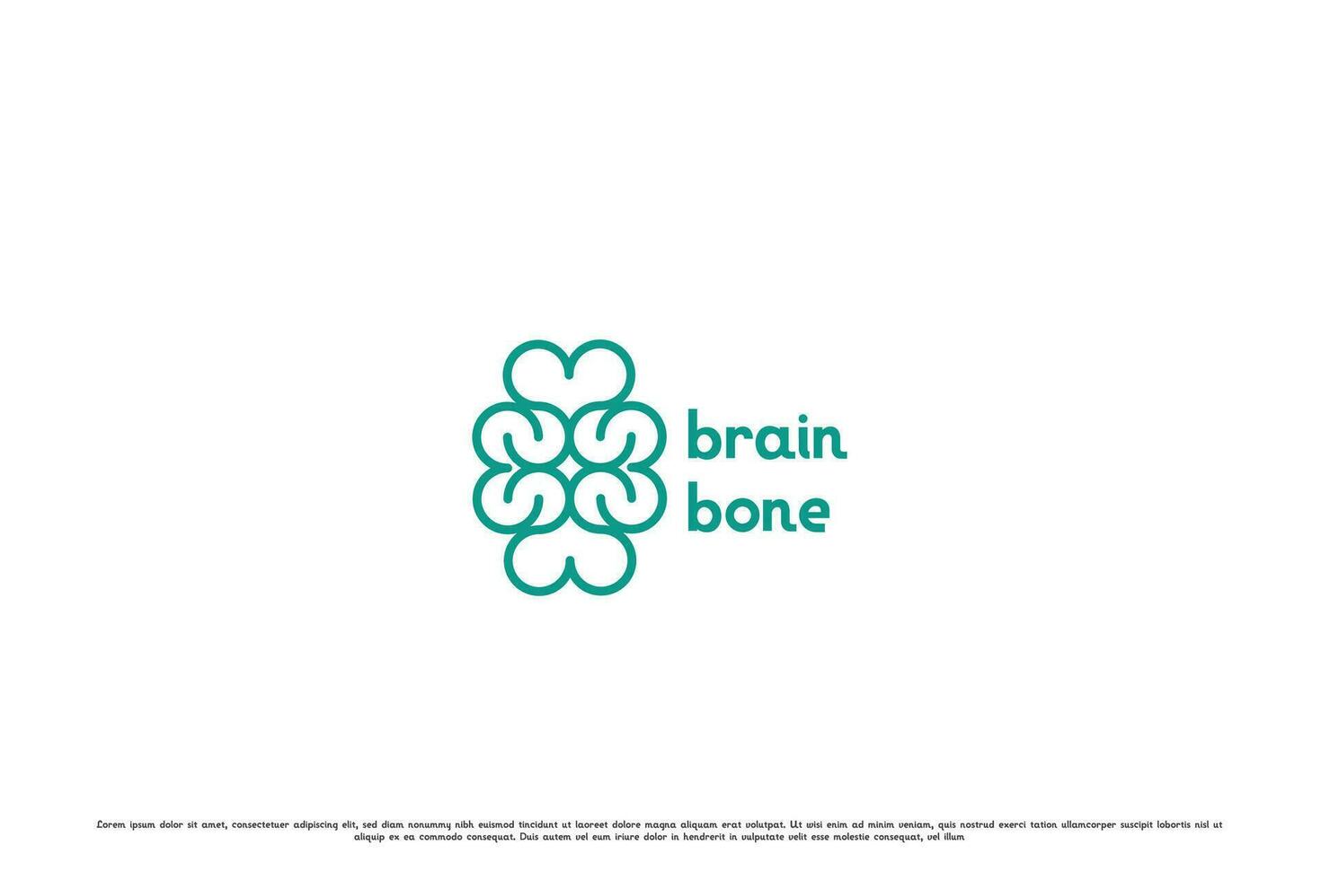 Brain bone logo design illustration. Modern simple creative line silhouettes bones brain spine ligaments knee joints muscles human body. Hospital clinic orthopedic medical health icon symbol design. vector