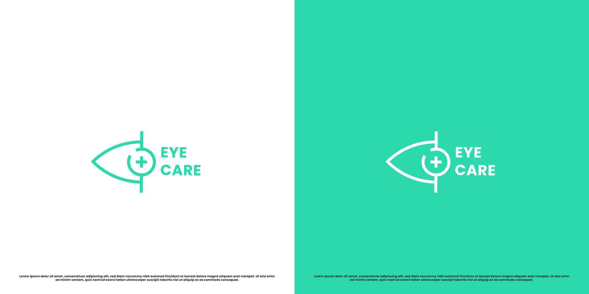 Eye optics logo design illustration. Silhouette line art modern simple