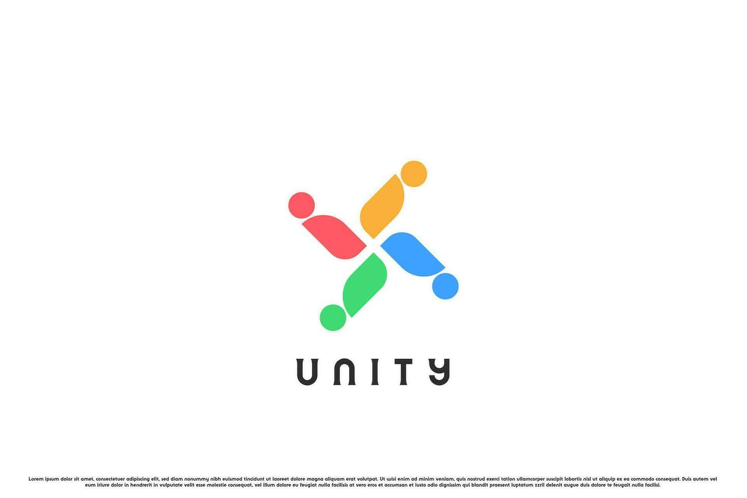 People unity logo design illustration. Silhouette of a collection of people with various differences, groups, ethnicity, occupation, gender, culture, background, interests, community of modern people. vector