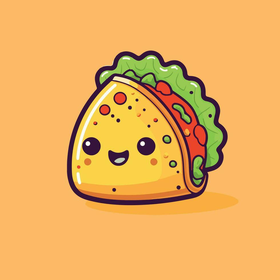 Cute and kawai taco illustration cartoon style vector