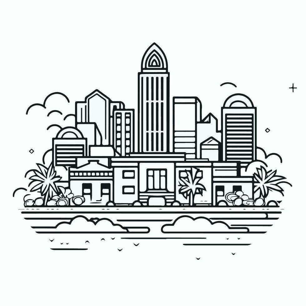 city scape logo icon. skyscraper lineart icon. beautyful city illustration logo vector