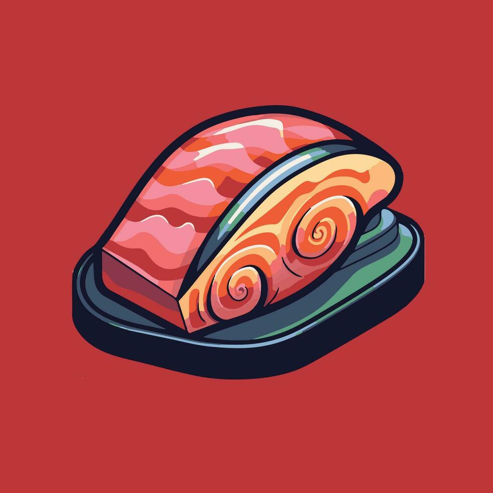 Salmon fish icon illustration. fresh fish ready to cook. japanese food icon. seafood restaurants icon vector